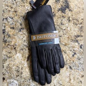 Isotoner Black Leather Gloves